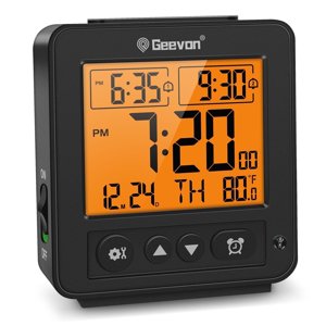 Geevon Smart Night Light Digital Travel Alarm Clock, Black