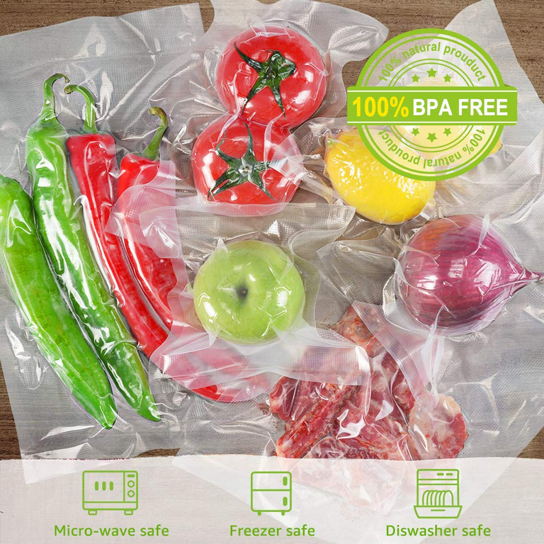 Bonsenkitchen Vacuum Sealer Bags, 11 in x 50 ft Rolls 2 Pack Seal Bags for  Food Storage Saver, BPA Free, Commercial Grade Textured Food Roll Bags