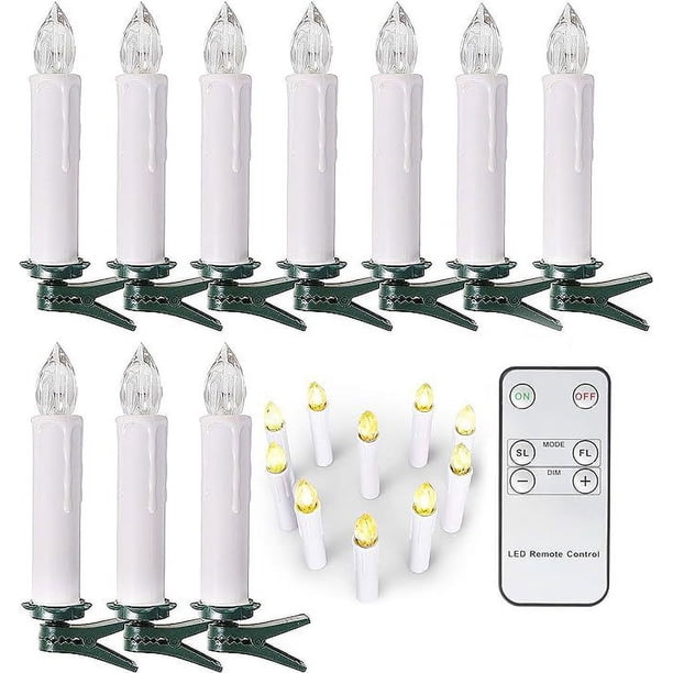 10 velas LED, luces LED de hadas, inalámbricas, candelabros regulables, velas navideñas sin llama