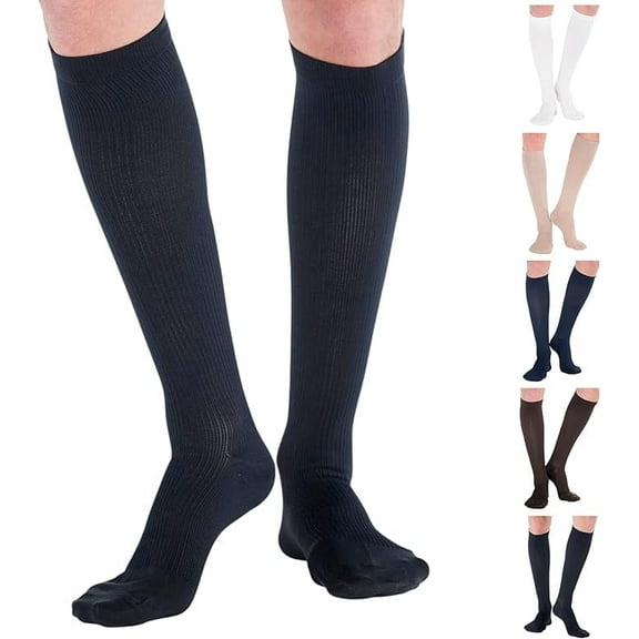 Made in USA - Mens Support Socks 20-30 mmHg Plantar Fasciitis - Black, X-Large