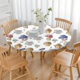 thumbnail image 3 of Colorful Mushroom Cartoon White Pattern Round Fitted Tablecloth with Elastic Edge,Dining Table Cover Waterproof,Outdoor Round Tablecloth for Camping,Dining,Indoor and Outdoor, 3 of 7