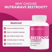 Nutra Wave Organic Beetroot Capsules 1400Mg – Nitric Oxide Booster – Flavorless – 120 Count