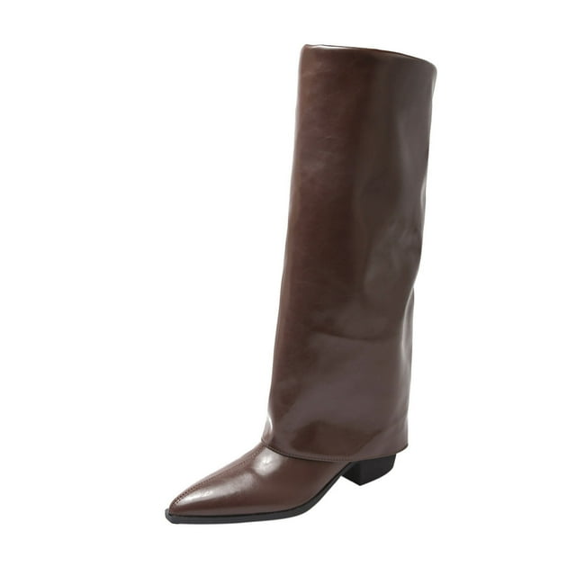 Bottes de Neige pour Femmes Longueur Genou en Faux Cuir Décontracté pour Extérieur et Intérieur