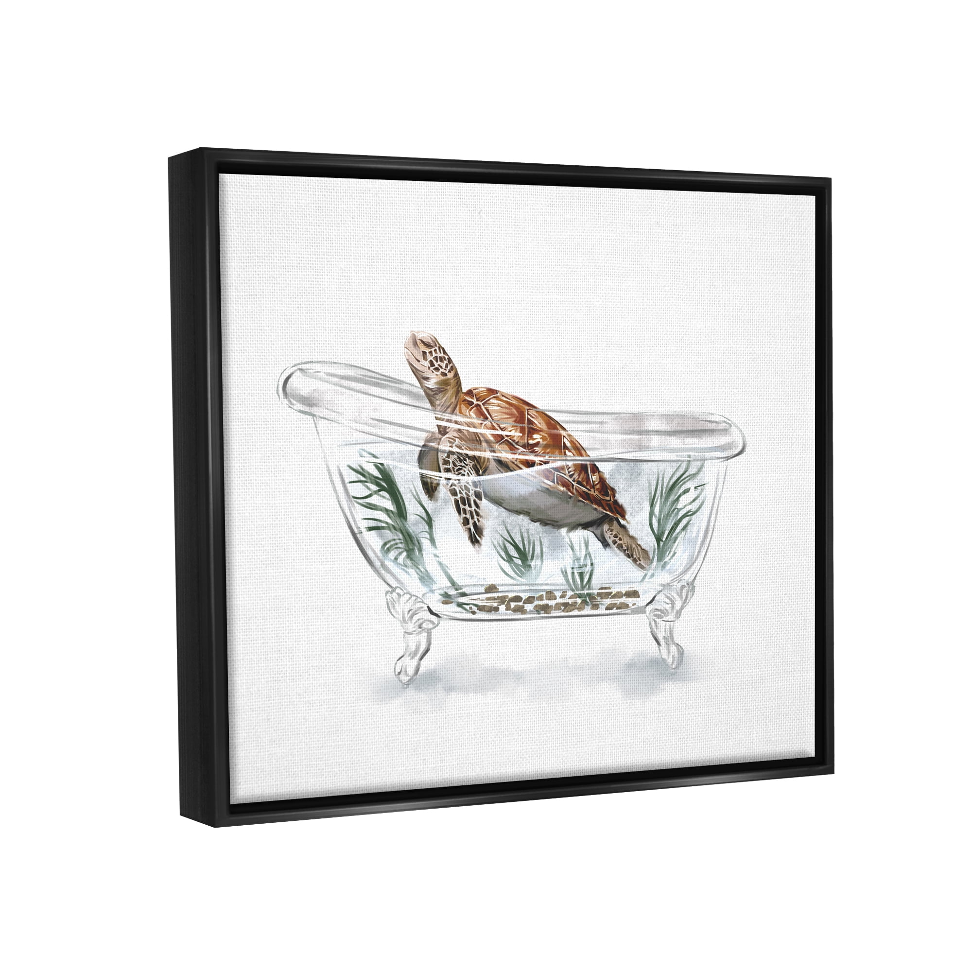 Stupell Industries Turtle Swimming Bathtub Habitat Animals & Insects Painting Black Floater Framed Art Print Wall Art