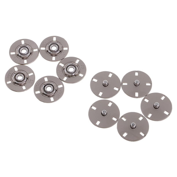 5 juegos de broches a presión metálicos de 21 mm para coser, manualidades con broches a presión Plata mate