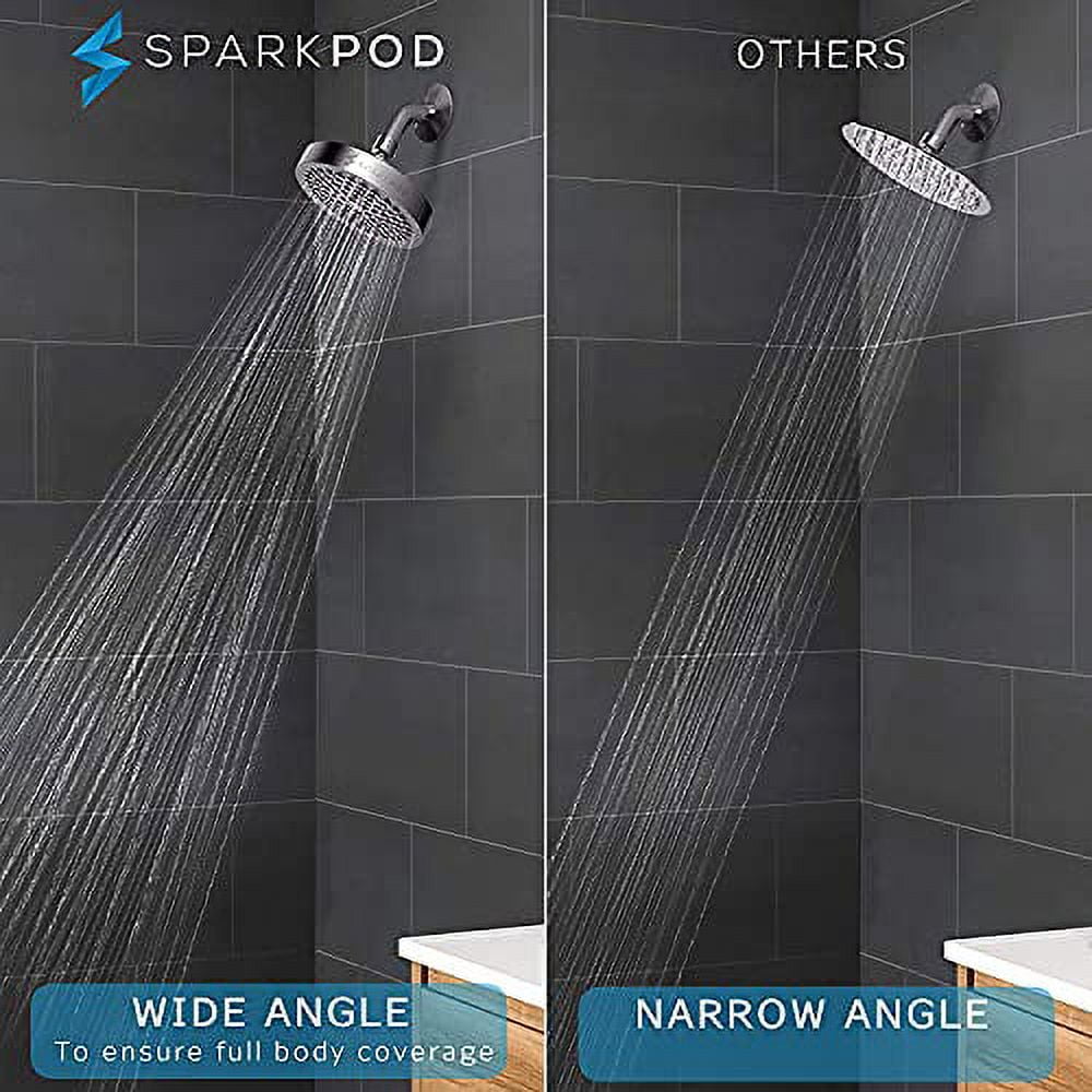 SparkPod High Pressure Rainfall Shower Head, Easy Install, Energy Saving (6 inch Round, Oil-Rubbed Bronze)