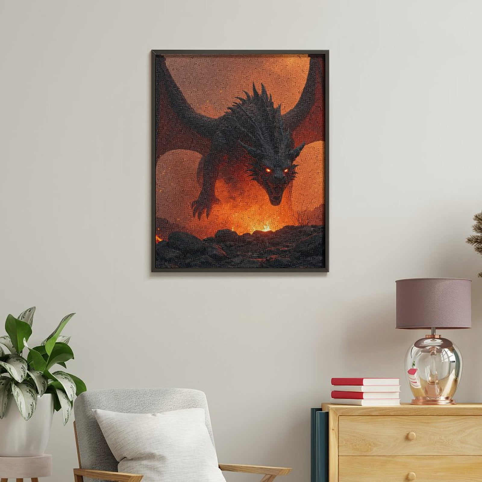 Paint By Numbers Kit for Adults Beginner - DIY Fiery Dragon Majestic Creature Canvas Painting Kits for Adults, Frameless Paint By Number for Adults for Home Wall Decor 16x20 Inch