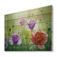 thumbnail image 2 of Designart 'Blossoming Red and Purple Poppies In The Morning II' Traditional Print on Natural Pine Wood, 2 of 5