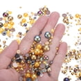 thumbnail image 4 of Perlas planas y piedras brillantes de 3-10 mm, perlas y piedras brillantes de tamaño mixto para arte de uñas DIY, mezcla de oro y negro 60g, 4 of 6