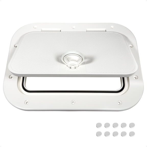 Five Oceans Boat Hatch, Marine Access Hatch, Rectangle Boat Hatch Lids, Locking Slam Latch System for Boat Yacht, 14-13/16" x 10-7/8", Off-White - FO4970