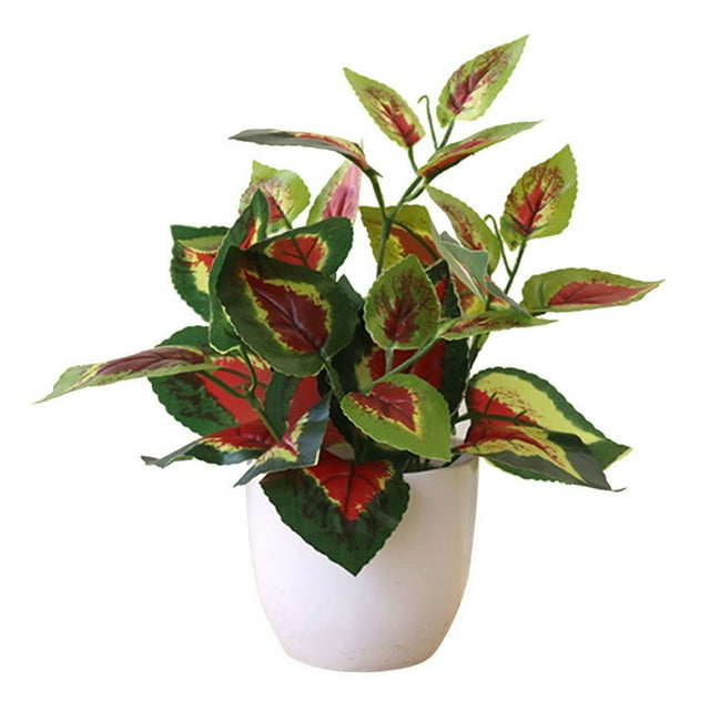 Langgg Artificial Potted Plant Leaf Simulation Leaves Home Office Desktop Greenery Decoration, Plant Type 15