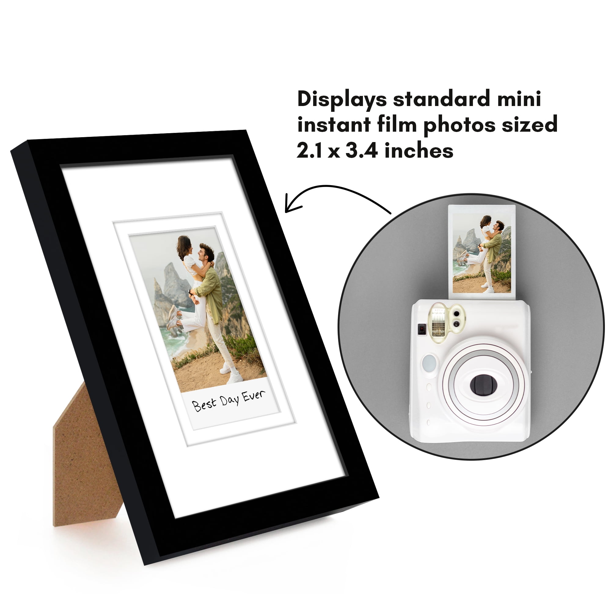 Americanflat 4x6 Picture Frame with Shatter-Resistant Glass with 2x3 Mat Instant Print Photos Mini - Black