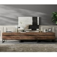 thumbnail image 3 of WAMPAT Modern 3 in 1 TV Stand, Fits Up to 110", Wood Entertainment Center with Storage Cabinets, Metal Base, Living Room Media Console, Brown, 3 of 8