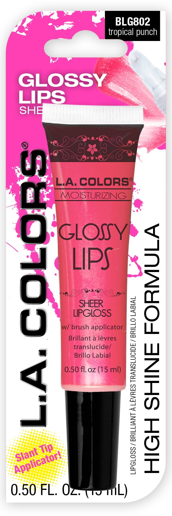 L.A. COLORS Sheer Tube Glossy Lips, Tropical Punch, 0.50 fl oz