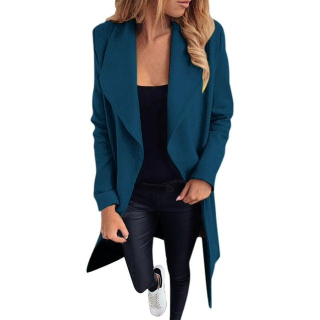 Women Workoffice Suit Solid Color Blazer Pockets Professional Overcoat Button Down Fitted Outwear V Neck Cardigan Single Breasted Fashion Jacket