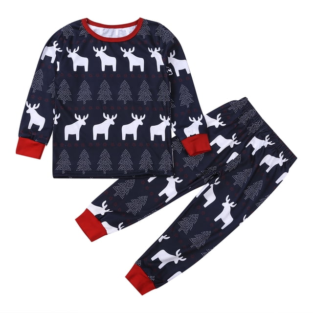 ITFABS Pyjamas de Famille de Noël Ensemble de Bande Dessinée Tops à Manches Longues + Pantalons Longs