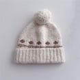 thumbnail image 2 of ZACPNCV Kids Winter Beanie Hat Boys Warm Knitted Fleece Lined Woollen Ski Pompom Hat for Girls Beige Free Size, 2 of 4