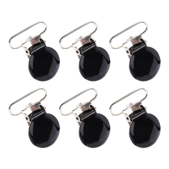 UPOUART 6Pcs Round Black Metal Suspender Clips Practical Clips for Clothes and Overalls