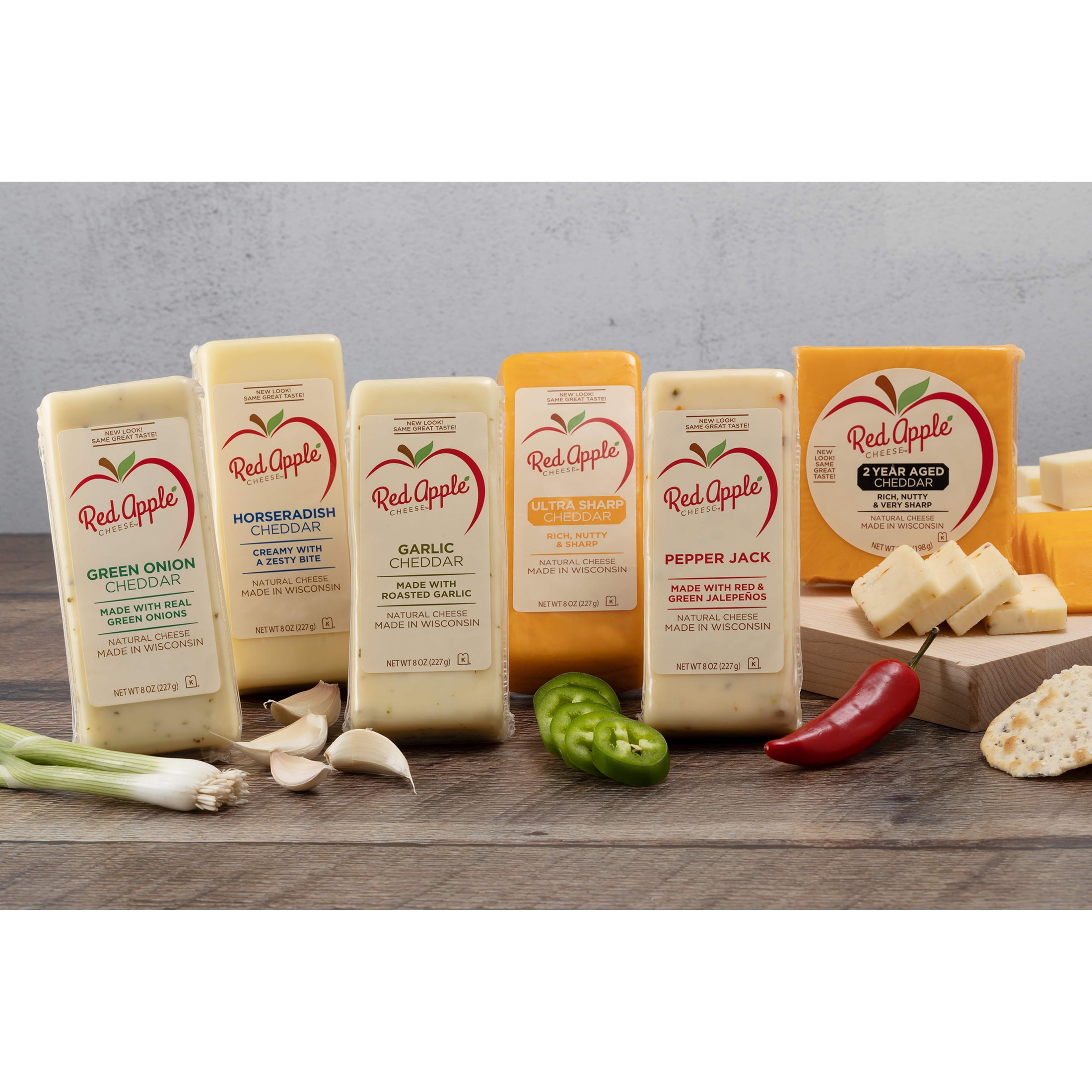 Red Apple Cheese Green Onion Cheddar Cheese, 8oz, Bar, Refrigerated