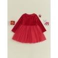 thumbnail image 4 of GXFC Toddler Girls Christmas Princess Dress Clothes 6M 1T 2T 3T 4T Kids Girls Long Sleeve Tulle A-line Dress Christmas Holiday-themed Dress Clothing Gifts for Children Girls, 4 of 9