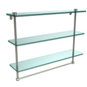 22" Triple Tiered Glass Shelf with Integrated Towel Bar (Build to Order)