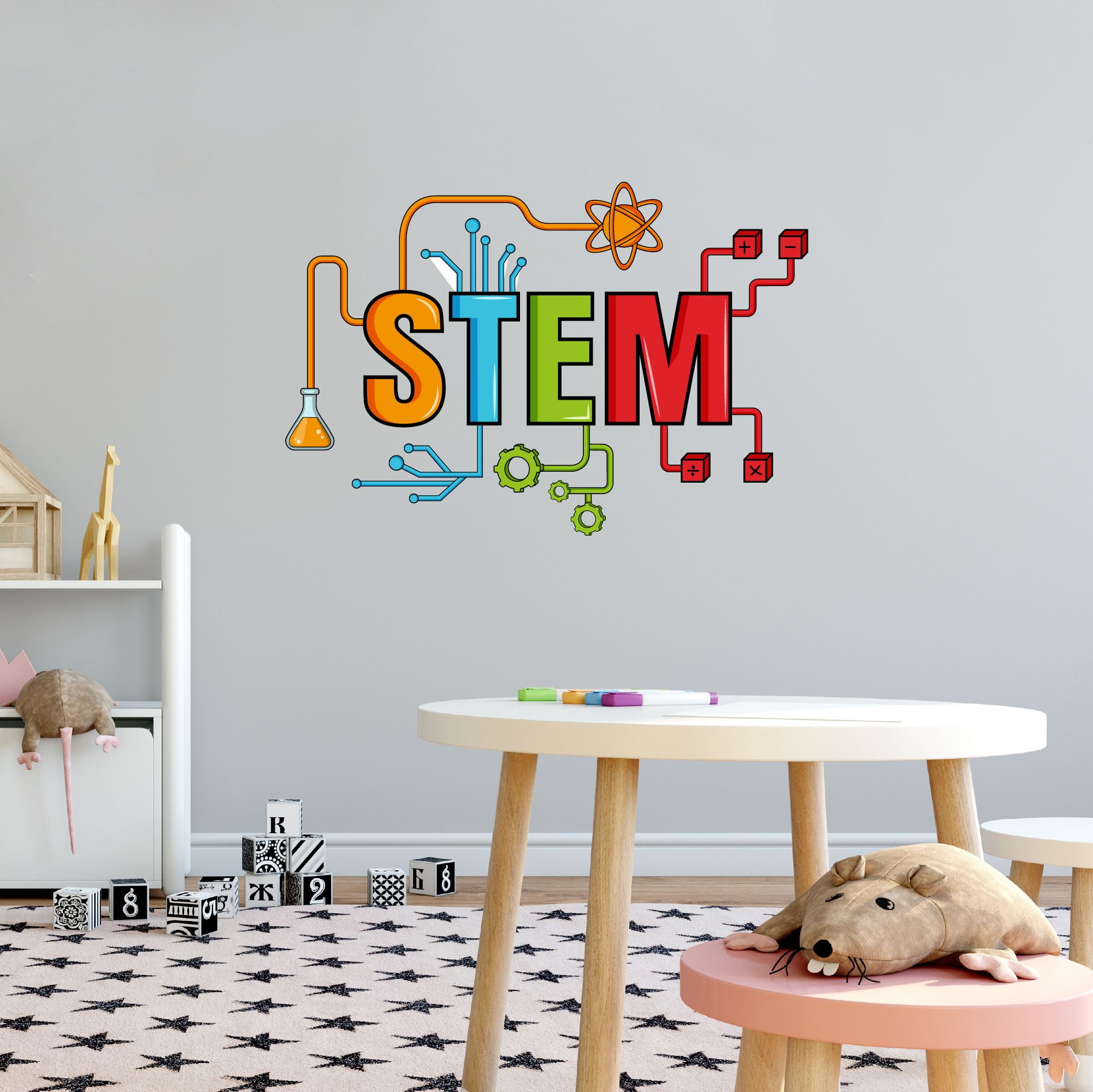 Home Wall Decal - STEM - Cute Learning Design Colourful STEM Text with ...