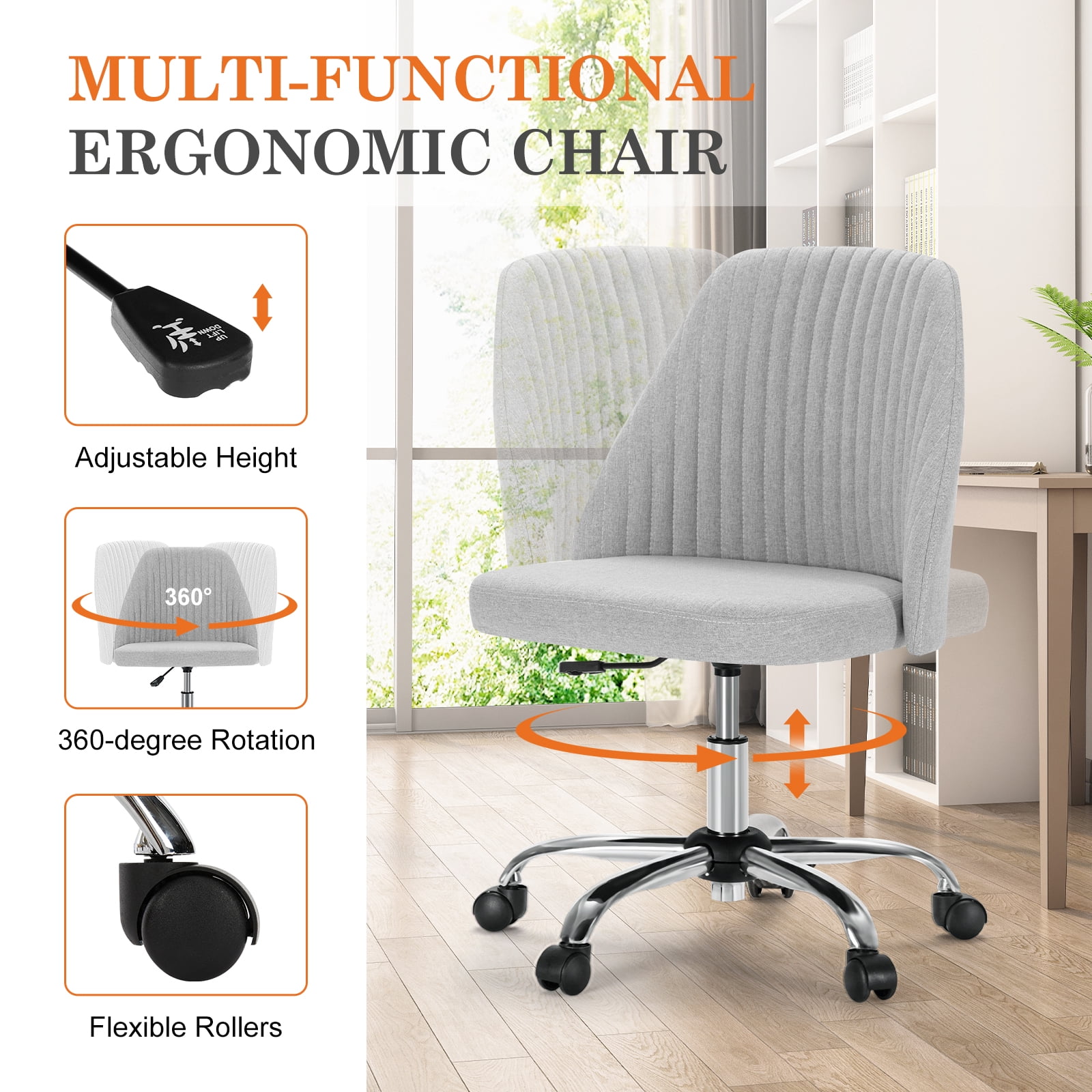 MAYEERTY Ergonomic Office Chair, High Back Adjustable Computer Desk Chair with Lumbar Support, 275lb, Blue