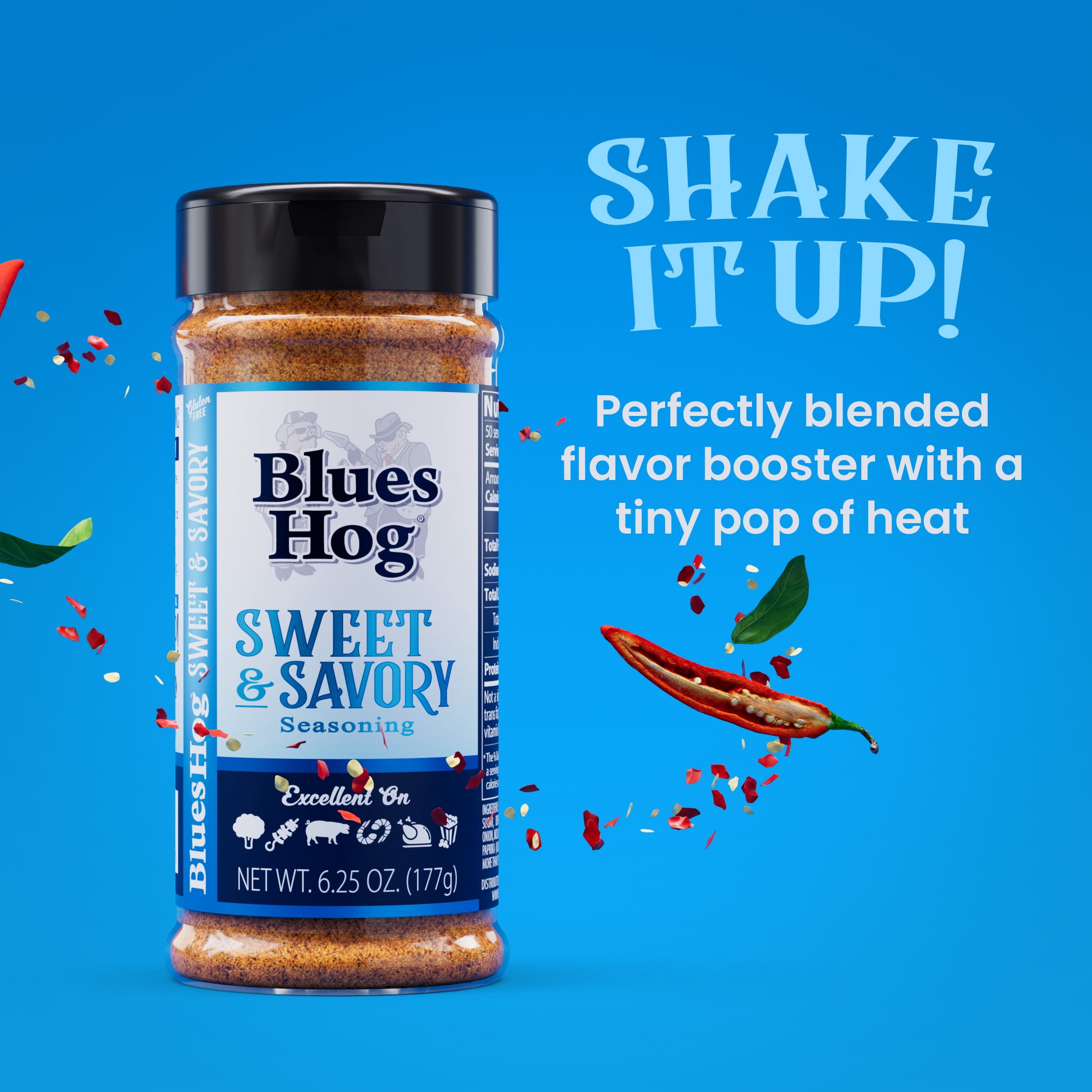 (12 pack) Blues Hog Sweet & Savory Seasoning, Gourmet Dry Rub with Sweet Heat, All-Natural, Gluten-Free, 6.25 oz