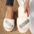 thumbnail image 2 of Aayomet Fuzzy Slippers Memory Foam Slippers Scuff Outdoor Indoor Shoes with Lining Warm Plush,White 41, 2 of 5