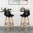 thumbnail image 2 of Giantex Set of 2 Dining Room Chair w/ Solid Beech Wood Legs, Upholstery High Chair Set, Scandinavian Kitchen Chair w/ Footrest, Retro Bar Stools for Living room, Loadable Up to 330 LBS, Black, 2 of 9