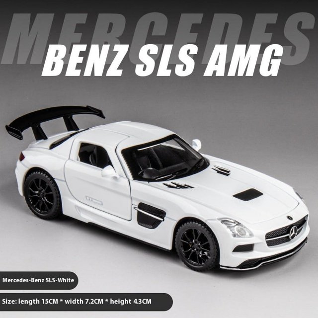 Diecast 1:32 Mercedes Benz SLS AMG Alloy Super Sports Car Model Simulation Sound And Light Toy Holiday Gift For Friends Collect White
