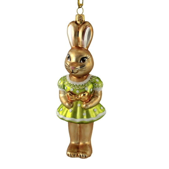 Holiday Ornament Spring Dressed Girl Bunny Glass Easter Rabbit Of17341