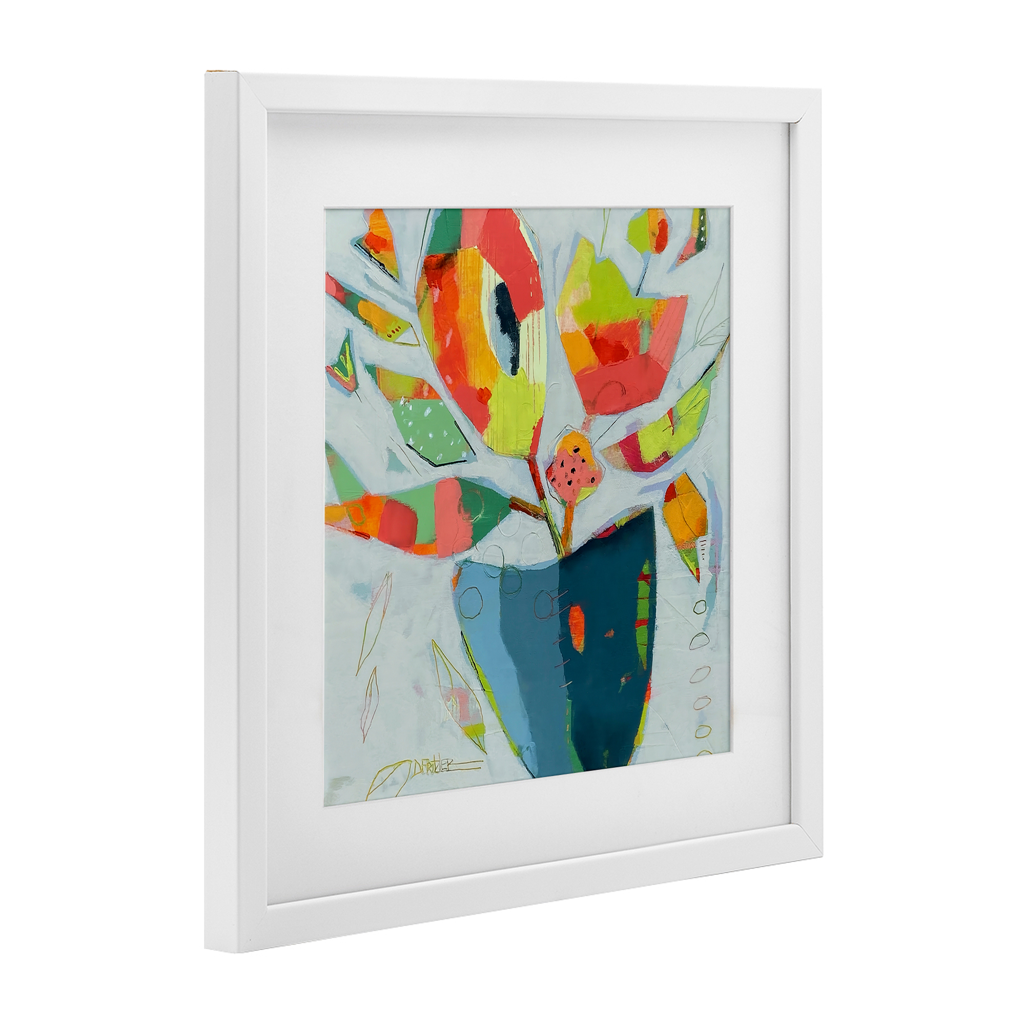 Getting My Groove On White Framed Print Under Glass, design by Dianna Fritzler