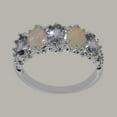 thumbnail image 2 of LBG British Made 925 Sterling Silver Natural Tanzanite & Opal Womens Eternity Ring - 33 size options - Size 5.75, 2 of 7