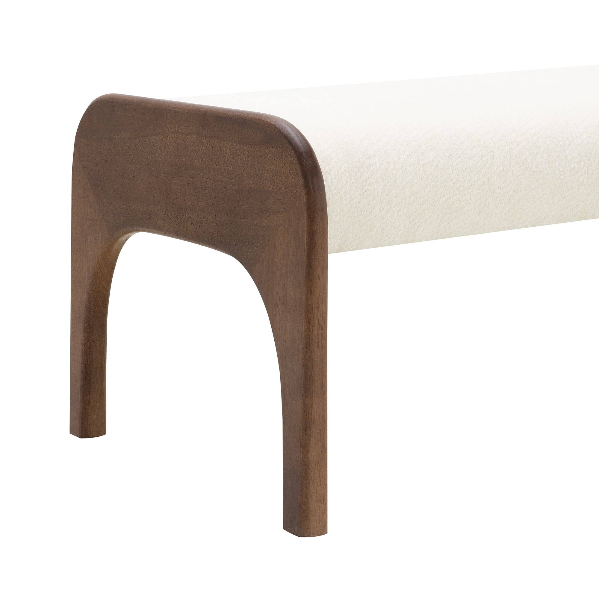 HOQBN Upholstered Long Bench, Modern Dining Bench with Soft Chenille Fabric &Rubber Wood Legs for Kitchen Table, Bedroom, Entryway Beige
