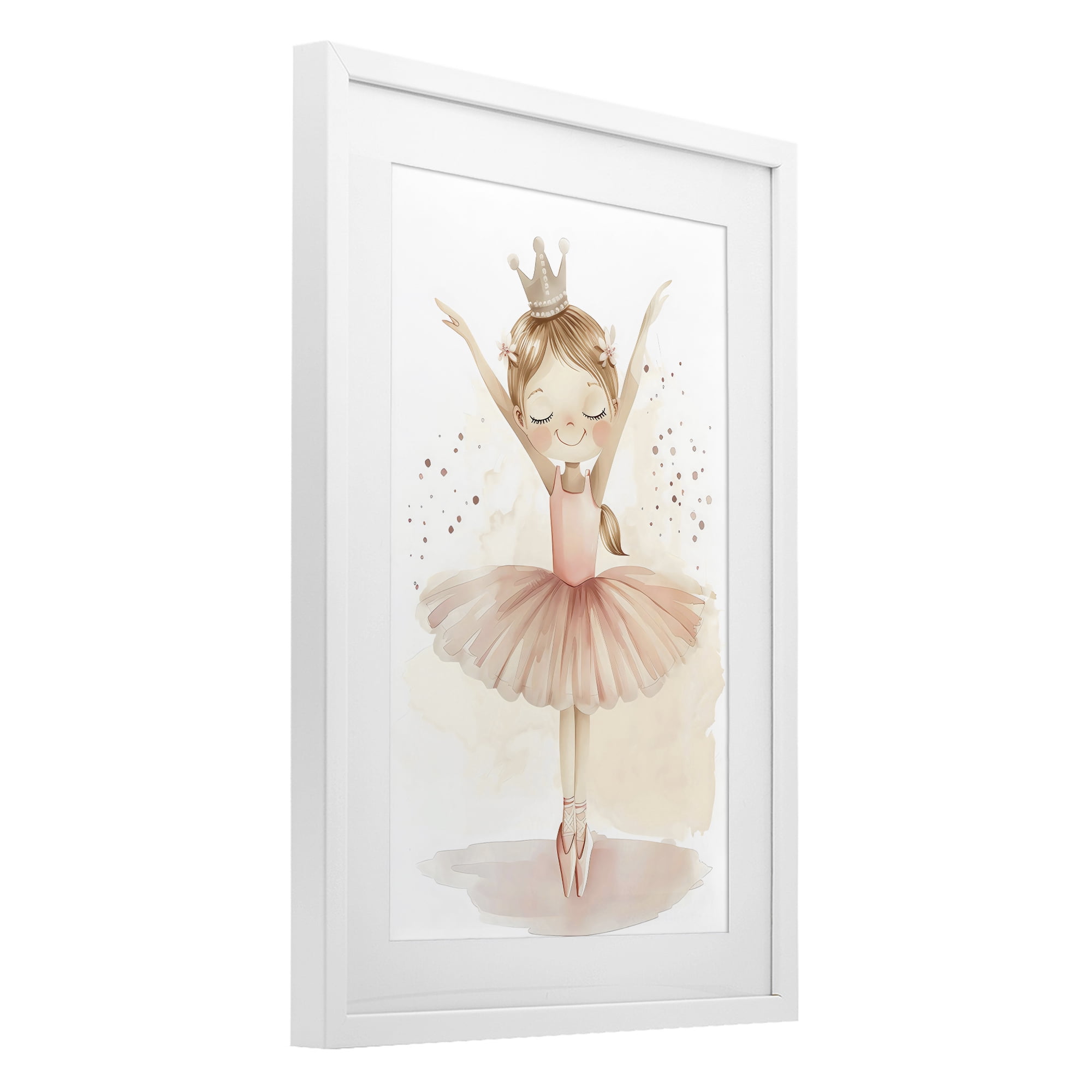 Stupell Industries Crowned Ballerina with Flowers White Framed Print Under Glass, design by Creative Studio
