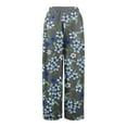 thumbnail image 3 of WTOBBY Women's Summer Floral Print Wide Leg Palazzo Pants Featuring High Waist Elastic Drawstring Casual Design and Pockets for Stylish Outfits ,Gray XL, 3 of 7