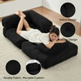 thumbnail image 5 of Puremind Folding Sofa Bed, Convertible Floor Couch, Corduroy Foldable Futon Sofa Bed with Armrest for Living Room/Bedroom, Black, 5 of 8