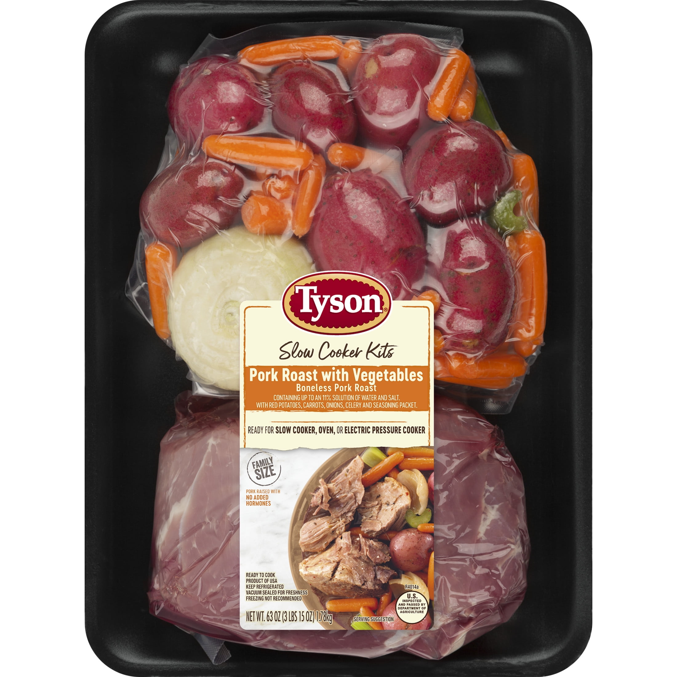 Tyson Ready for Slow Cooker Boneless Pork Roast with Vegetables Meal Kit, 3.9 lb Tray