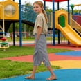 thumbnail image 2 of ZLBDYG Linen Capri Pants Girls 2026 Spring Summer Casual Drawstring Side Button Capris Kids Elastic Waist Wide Leg Cropped Shorts, 2 of 5