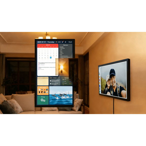 Sioweci 32 Inch Digital Calendar Wifi Smart Family Schedules Planner & Electronic Calendar Chore Chart, 1920x1080p Ips Fhd Wall Mount Interactive Touchscreen Digital Picture Frame,Black