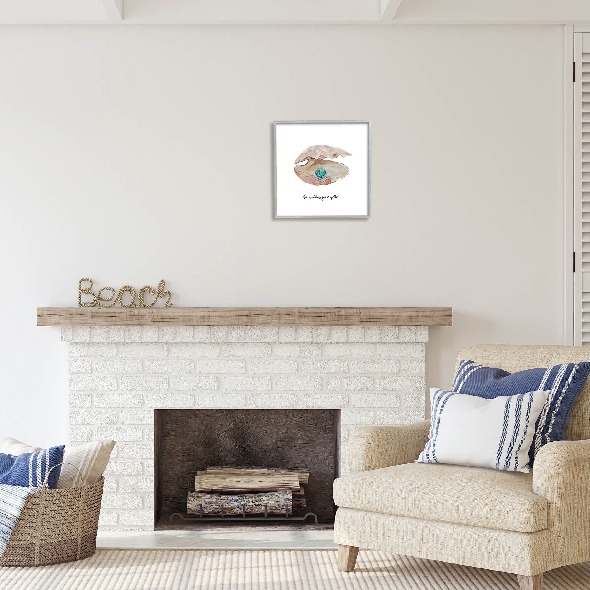 Stupell Industries Clam Shell Turquoise Pearl Animals & Insects Painting Gray Framed Art Print Wall Art
