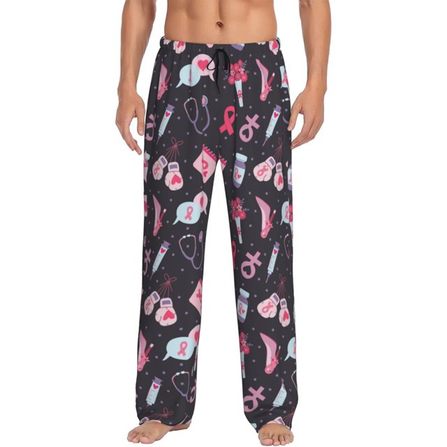 Balery Breast Cancer Awareness1 Pantalones de pijama para hombre, pijama ultraligero, pantalón de descanso-Large