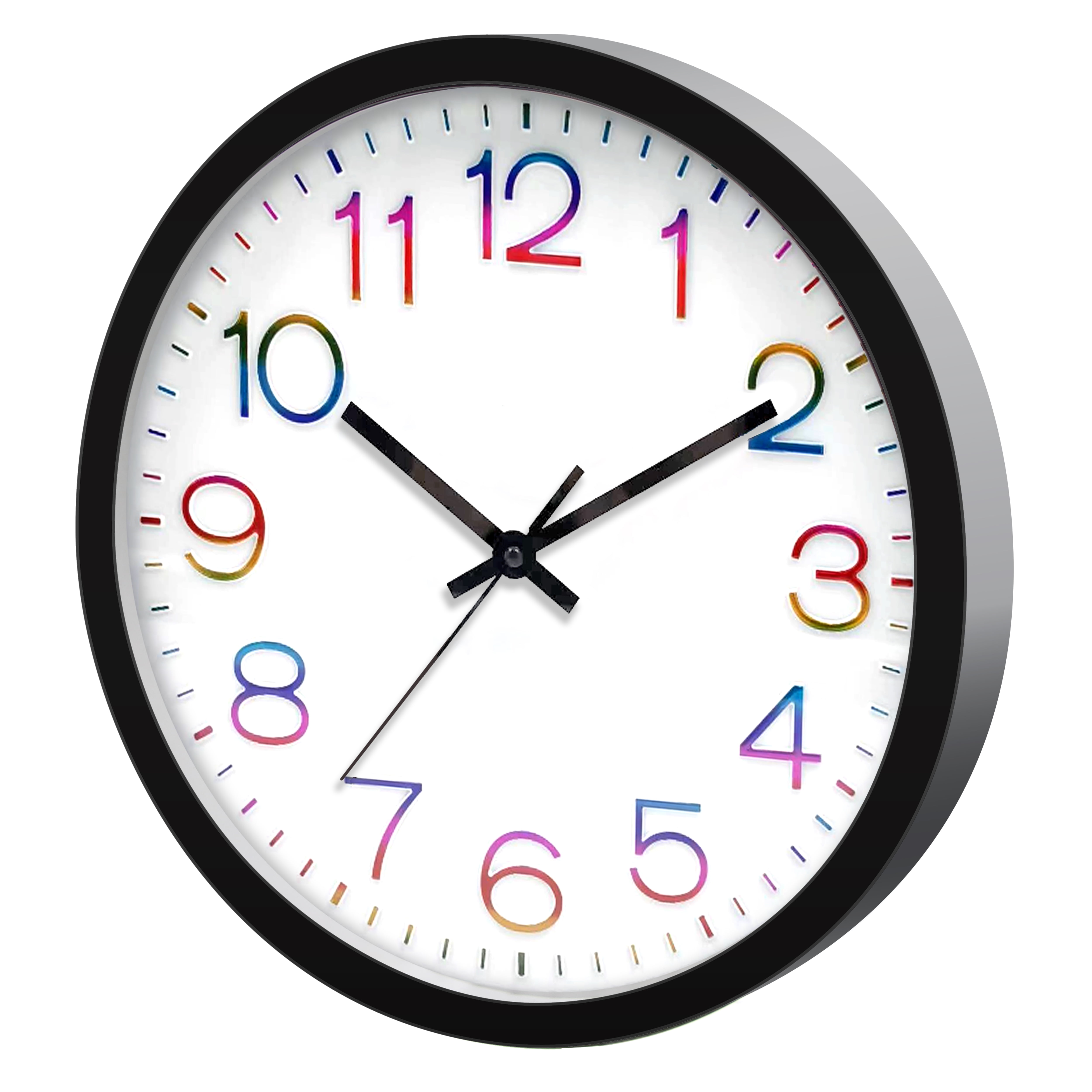 Mainstays 12" Modern Wall Clock, Multicolor Numbers