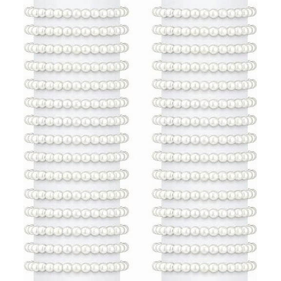 30 Pieces Pearl Bracelets for Women Wedding Bulk, Faux Bridal Pearl Bracelet Elastic Stretch Bracelet Bridesmaid Bracelets for Girls Bridal Party Jewelry Gifts