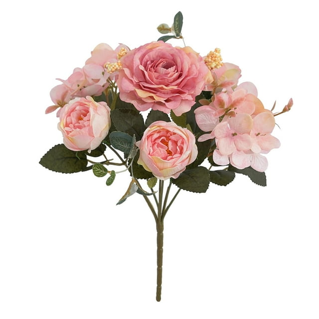 Flores de peonía artificiales de estilo retro, ramo nupciales, arreglo de vegetación, centro para bodas, festivales, fiestas Rosa claro Colco Flores de peonía
