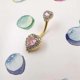 thumbnail image 3 of Belly Rings 316L Surgical SS PVD Plated Multicolor Heart CZ Navel Piercing Shiny Belly Button Rings, 3 of 4
