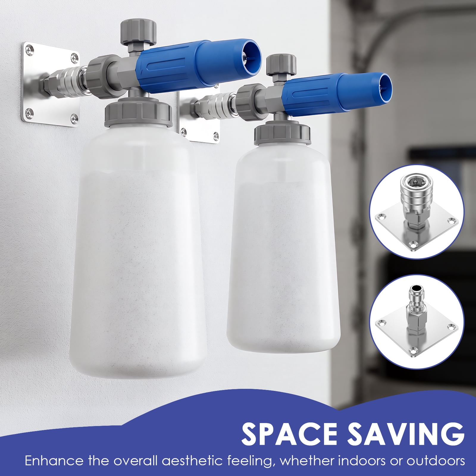 8 Pcs Pressure Washer Foam Cannon Holder 1/4 Inch Quick Connect Stainless Steel Pressure Washer Accessory Wall Bracket with Screw and Adhesive for Garage Workshop