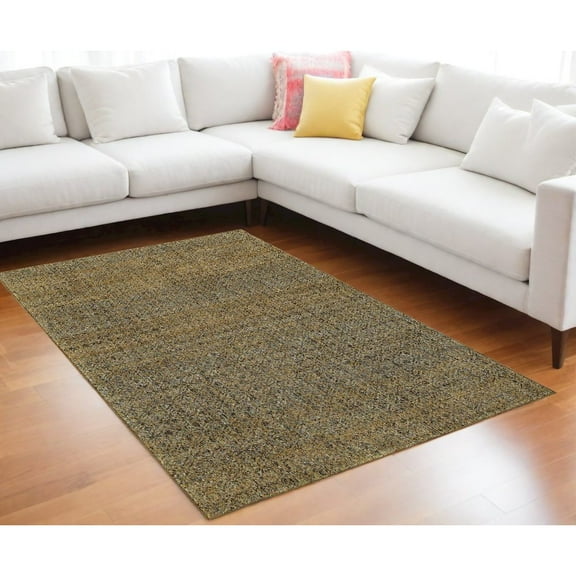 HomeRoots 9' X 12' Green Geometric Power Loom Area Rug