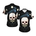 thumbnail image 6 of Women's V Neck T Shirts Casual Short Sleeve Tops Blouse, Black Raven Skull Moth Moon, 6 of 6